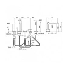 Load image into Gallery viewer, Af/21 Fukasawa 2793a265 Deck-Mount Bath Mixer in Brushed Stainless Steel with Handshower