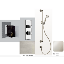 Load image into Gallery viewer, 35072.142 + 35091 one-way thermostatic mixer in Brushed Nickel, 65142.720 shower set in Nickel PVD