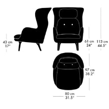 Load image into Gallery viewer, Ro Jh1 Easy Chair in Black Designer Selection with Brushed Aluminum Base