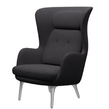 Load image into Gallery viewer, Ro Jh1 Easy Chair in Black Designer Selection with Brushed Aluminum Base