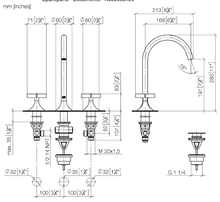 Load image into Gallery viewer, VAIA 20713809-99 Deck-mounted Twin Handle Basin Mixer w/Pop-up Waste in Dark Platinum Matt