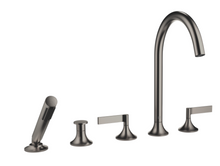 Load image into Gallery viewer, VAIA 27522819-99 Deck-mounted Twin Handle Bath Mixer w/Handshower Set in Dark Platinum Matt