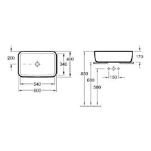 Load image into Gallery viewer, Architectura 412760R1 rectangular wash basin 600mm in white alpin ceramicplus