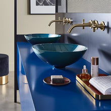 Load image into Gallery viewer, Alape 3900 000 093 Aqua dish basin D300mm in deep indigo without tap hole and overflow, with drain valve and valve cap