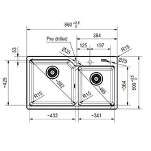 Load image into Gallery viewer, UBG 620-86 (bowl: 114.0558.012) Urban granite double sink bowl with waste size: 860x500mm in graphite