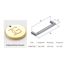 Load image into Gallery viewer, CH1072.02.PBW Ashworth solid brass cabinet handle polished brass waxed, A:224mm B:234mm C: 41mm