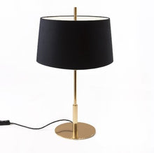 Load image into Gallery viewer, Diana DIATB04 Table Lamp, D450 x 780h mm, Frame Shiny Gold, Lampshade Black linen, Light source included, dimmer included and UKA01 UK plug