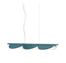 Load image into Gallery viewer, Almendra Linear S3 F0420039 Suspension Lamp, 1286w x 371d mm, Frame Bay Blue Metallized, 45W – 1755lm 2700K – CRI 95 Dimmer on board
