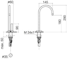 Load image into Gallery viewer, Tara Ultra 17.851.875.06 Hot and Cold Dispenser in Matt Platinum with 145mm Projection
