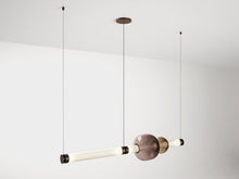 Load image into Gallery viewer, Luna Chandelier Tier 1 Chandelier, 1204w x 230d x 230h mm, Frame Satin Brass, Glass Smoked Bronze & Smoked Amethyst, light source included, 24V 6 Watt LED Bulb& 220V LED Driver