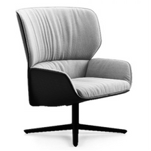 Load image into Gallery viewer, 00213561 Andreu World Nuez Lounge BIO BU2742 Armchair with Tilting mechanism, 805w x 860d x 1020h mm, Frame Black Powder coating, Fabric Fiord 2 151, Shell Black 6006, Glide TS0414 Felt with plastic
