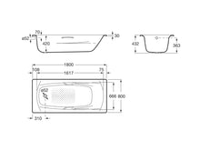 Load image into Gallery viewer, A220070001 (EU) Swing bathtub made of steel 1800 x 800 mm in white with handgrips in chrome