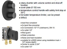 Load image into Gallery viewer, 36426831-69 thermostat with two function volume control with 3542497090? concealed part, 28649831-69 wall mounted rain shower & 27803831-69 Hand shower set in Soft Black