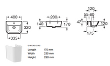 Load image into Gallery viewer, A327478000 + 3-37472 GAP WASH BASIN WITH SEMI-PEDESTAL IN WHITE SIZE: 400 x 320 mm