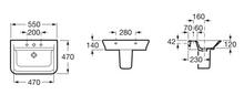 Load image into Gallery viewer, A327475000 (EU) + 3-37472 Gap wash basin with Semi-Pedestal Size: 550 x 470 mm in White