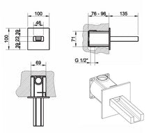 Load image into Gallery viewer, Rettangolo Cascata 30982.031 Wall Mounted Basin Spout Projection 135 mm w/30989.031 concealed parts, 20709.031+20712.031 control