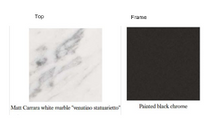 Load image into Gallery viewer, Italia Mirto Indoor IMT220_C Table, 2200w x 1000d x 730h mm, Top Matt Carrara White Marble 0890M, Frame Painted Black Chrome 0170M