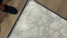 Load image into Gallery viewer, Italia Mirto Indoor IMT220_C Table, 2200w x 1000d x 730h mm, Top Matt Carrara White Marble 0890M, Frame Painted Black Chrome 0170M