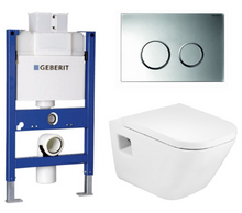 Load image into Gallery viewer, 224.158.00.1 concealed cistern, Kappa 21 115.240.KN.1 flush actuator in matt & chrome, A346477000 (EU) + A80147200B (EU) Gap wall-hung WC in white