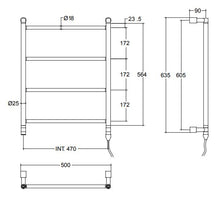 Load image into Gallery viewer, 3-582 electric heated towel rail 470mm in dark champagne