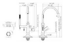 Load image into Gallery viewer, VAIA 25863809-99 + 3594597090 Floor-mounted Single-lever Bath Mixer w/Handshower Set in Dark Platinum Matt