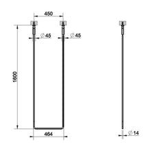 Load image into Gallery viewer, Goccia 38144.079 Ceiling Mounted Towel Rail 450mm Centre Distance and Height 1600mm in White