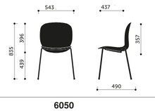 Load image into Gallery viewer, RBM Noor 6050S Chair with four legs, 543w x 490d x 835h mm, Base Metal Silver, Back Misty Grey