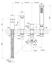 Load image into Gallery viewer, Eleganza 46037.706 Four-Hole Bath Mixer in Black Metal Pvd with Tub-Filler Spout and Diverter