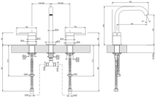 Load image into Gallery viewer, 316 Flessa 54012.239 three-hole basin mixer in brushed steel without waste