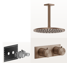 Load image into Gallery viewer, 316 54032.708 +54169 thermostatic 1-way mixer, 59152.708 ceiling-mounted shower in copper brushed PVD