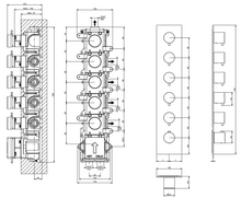 Load image into Gallery viewer, 57977.708+57927.238 Colour multifunction system 500 x 500 mm rainfall, waterfall and mist function, 54520.708+43109 Thermostatic Mixer with 5 Separate Exits, 59242+38773+54137 shower set, 32982+32985 jets x 4 in Copper Brushed PVD