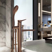 Load image into Gallery viewer, 59128.030 +46189.031 Rilievo freestanding bath mixer in copper PVD