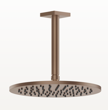 Load image into Gallery viewer, 59152.708 ceiling-mounted adjustable and antilimestone showerhead, 59134.708+09269 hermostatic mixer, two-way diverter in 708 Copper Brushed PVD, 58123.713 shower set in antique brass PVD