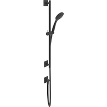 Load image into Gallery viewer, 316 54514.708 + 43103 2-way thermostatic mixer copper brushed PVD, 33061.299 wall-fixing headshower & 59249.299 shower set in black XL