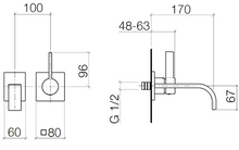 Load image into Gallery viewer, MEM Wall mounted basin mixer 36810782-06 + 3580697090 in Platinum Matt