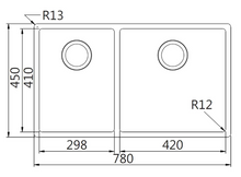 Load image into Gallery viewer, BXX 220-74 SBL (127.0678.813) / (127.0554.256) Box stainless steel fabricated double sink bowl with waste size: 780x450x200mm