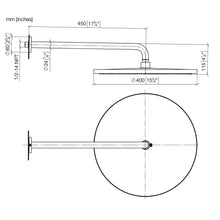 Load image into Gallery viewer, 90110307000-99 450mm projection pipe 462 x 61 x 24 mm, 04120509100-99 Lisse 300mm shower head in Dark Platinum matt