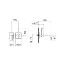 Load image into Gallery viewer, Mem 36.810.782.00 Wall-Mounted Single-Lever Basin Mixer in Chrome with Individual Rosettes and 170mm Projection (concealed parts included)
