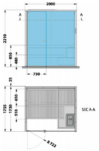 Load image into Gallery viewer, Effegibi Bodylove S Left-hand corner, interior in Heat-treated wood, outside wall in Smooth heat-treated wood 200 x 176 x 220cm including mood light, sound system ESS, Thermo-hydrometer, Headrest / backrest and Floor platforms