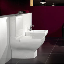 Load image into Gallery viewer, La Belle 564710.R1 Floor-Standing Close to the Wall Toilet Bowl Horizontal Outlet, 5747a1.R1 Tank with Fitting Water Inlet From the Bottom in White Activecare Ceramicplus & 9m32.S1.R1 Seat and Cover in white
