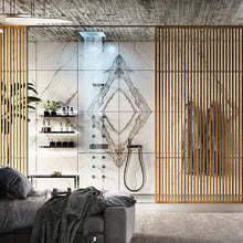 Load image into Gallery viewer, Colour 32848.238 Overhead Shower ceiling/suspended version with rain/waterfall/spary functions, 59123.031 Rilievo shower set in chrome, Basin Mixer in Chrome