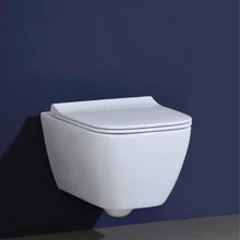Load image into Gallery viewer, Smyle square wall-hung rimless WC bowl with Square slim design WC seat in white