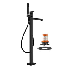 Load image into Gallery viewer, Rettangolo 53128.706 external parts for freestanding external bath mixer with handshower in black metal PVD w/46189.031 build-in part
