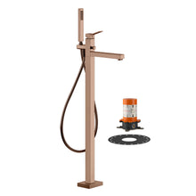Load image into Gallery viewer, Rettangolo 53128.030 external parts for freestanding external bath mixer with handshower in copper PVDw/46189.031 build-in part