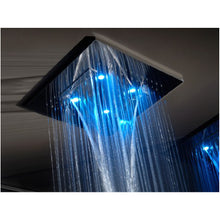 Load image into Gallery viewer, 32948.238 Ceiling/suspended ceiling version with RAIN/WATERFALL/SPRAY functions in Steel Mirror, 41510.031_43109.031 Thermostatic Mixer with 5 Separate Exits, Lateral body jetsx2, 27818979-00 hand shower set in Chrome