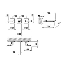 Load image into Gallery viewer, Rilievo 59091.707 external parts for three hole basin mixer,170mm projection in 707 Black Metal Brushed PVD with 45089.031 built-in part