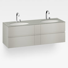 Load image into Gallery viewer, 856716819 Furniture with Two Drawers 1550 X 590 X 570 mm in Silver with 327762.000 Two Undercounter Basins in white
