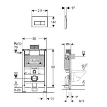 Load image into Gallery viewer, Easy floor mounted P-trap toilet with seat and cover, concealed cistern and Kappa 50 flush plate