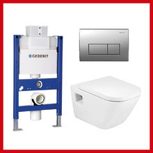 Load image into Gallery viewer, A346477000 (EU) Gap wall hung toilet with A801472004 (EU) Gap seat and cover color: white, concealed cistern and Kappa 50 flush plate