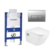 Load image into Gallery viewer, A346477000 (EU) Gap wall hung toilet with A801472004 (EU) Gap seat and cover color: white, concealed cistern and Kappa 50 flush plate